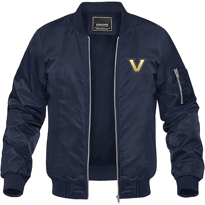 Men's Vanderbilt Commodores Lightweight Bomber Jacket Windbreaker Softshell Varsity Jacket Coat